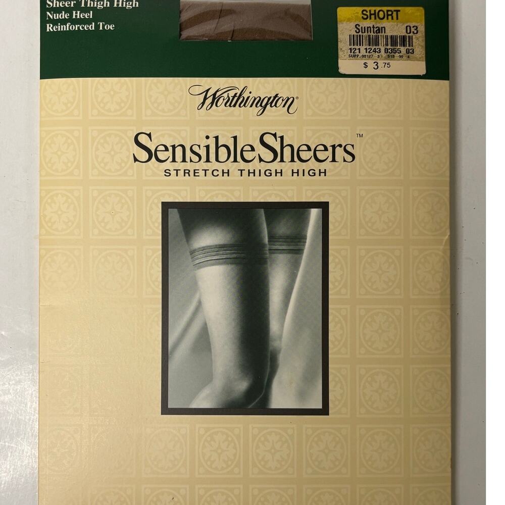 NEW Vintage Worthington Sensible Sheer Thigh High Pantyhose Suntan Size Short